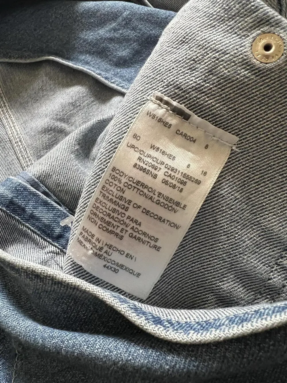Dickies Overalls Mens One Size 44W 34L Blue Denim Relaxed Workwear Pockets